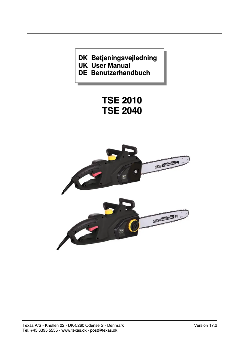 Page n°1 - Manuel utilisateur Texas TSE2040