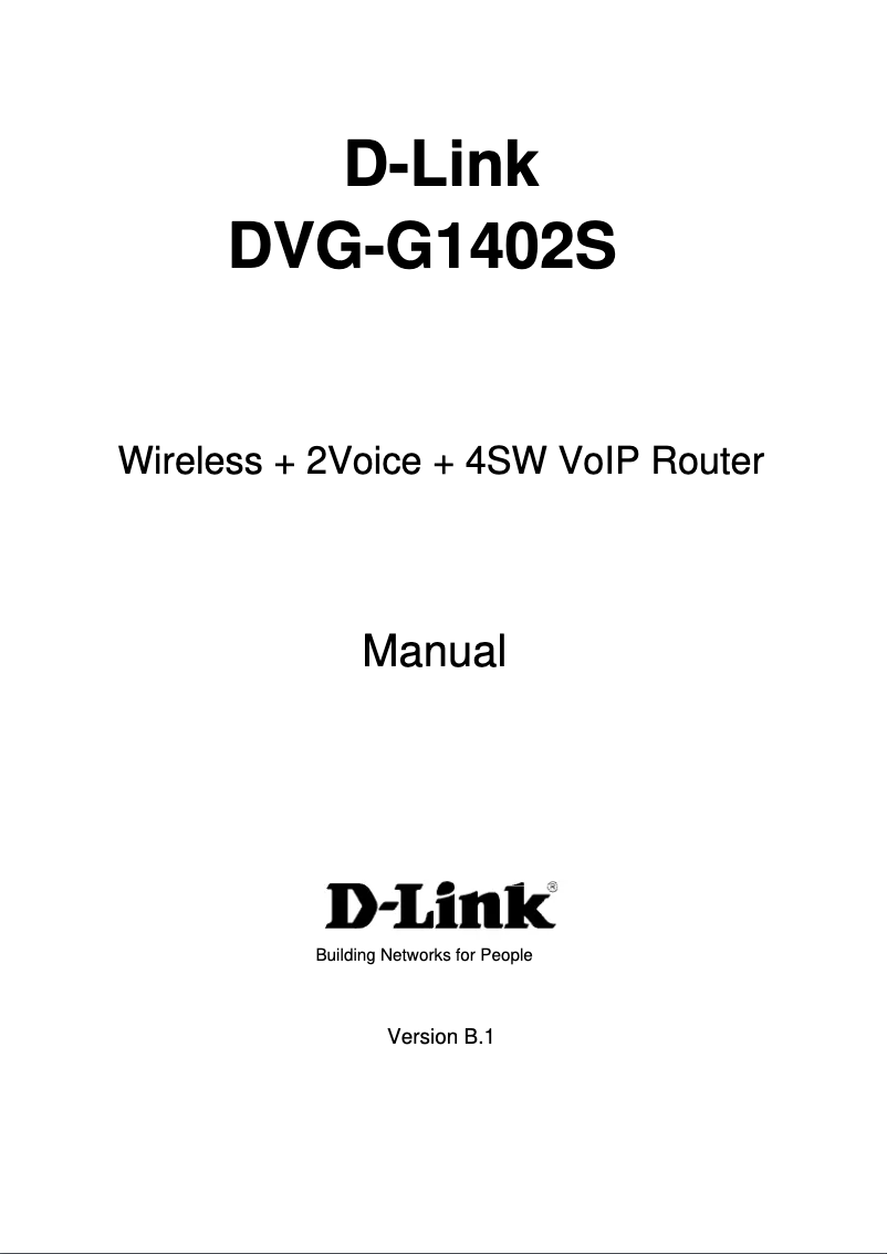 Page n°1 - Manuel utilisateur D-Link DVG-G1402S