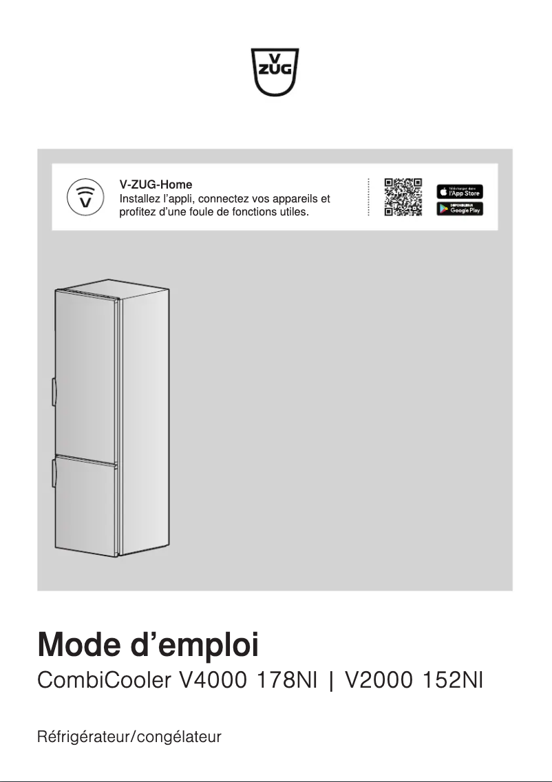 Page 1 de la notice Manuel utilisateur V-Zug CombiCooler V4000 178NI