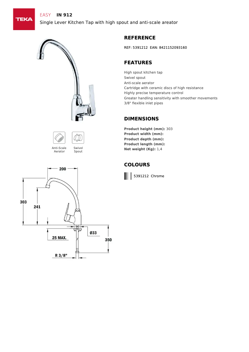 Page n°1 - Fiche technique Teka IN 912