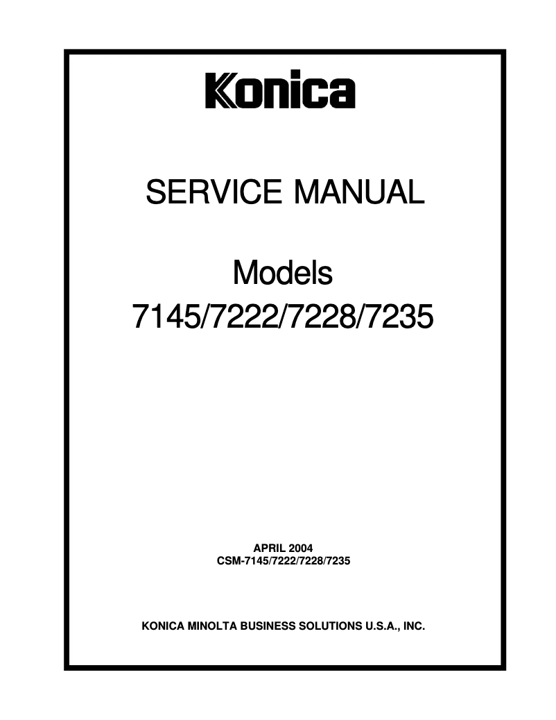 Page 1 de la notice Manuel utilisateur Konica Minolta 7145