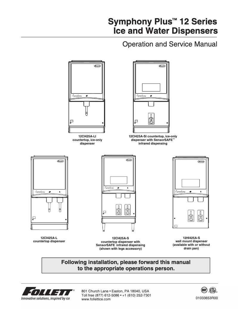 Page n°1 - Manuel utilisateur Follett 12CI425A-S