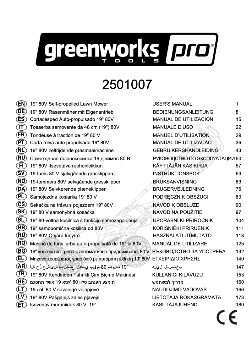 Página 1 del manual Manual de usuario Greenworks GD80LM46SP