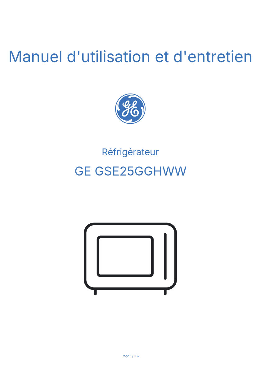Image de la première page du manuel de l'appareil GSE25GGHWW