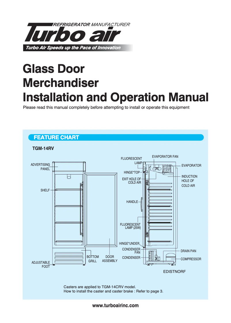 Page n°1 - Manuel utilisateur Turbo air TGM-14RV