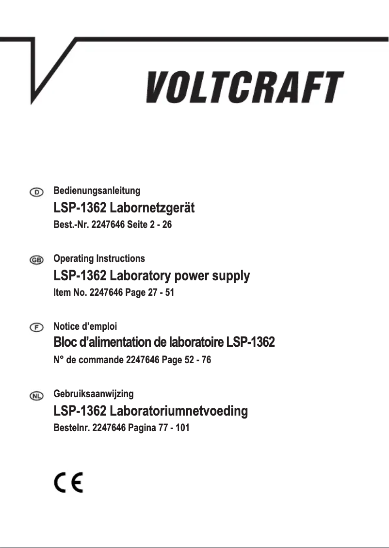 Page n°1 - Manuel utilisateur Voltcraft LSP-1362