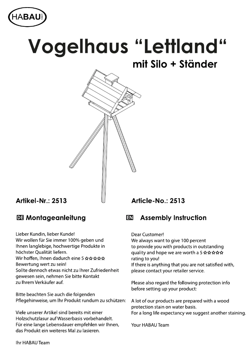 Page 1 de la notice Manuel utilisateur HABAU Lettland