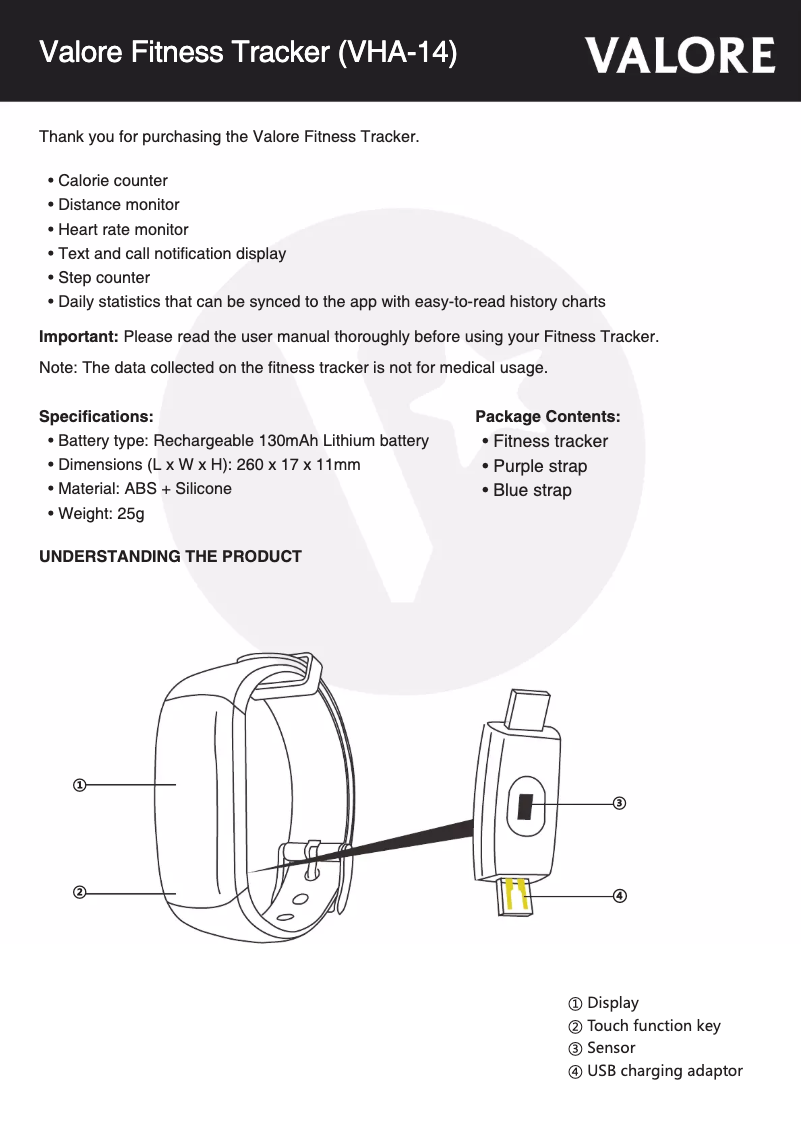 Page n°1 - Manuel utilisateur Valore VHA-14