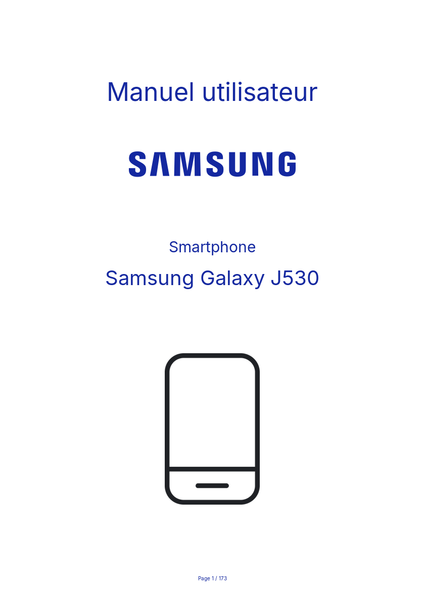 Page 1 de la notice Manuel utilisateur Samsung Galaxy J530