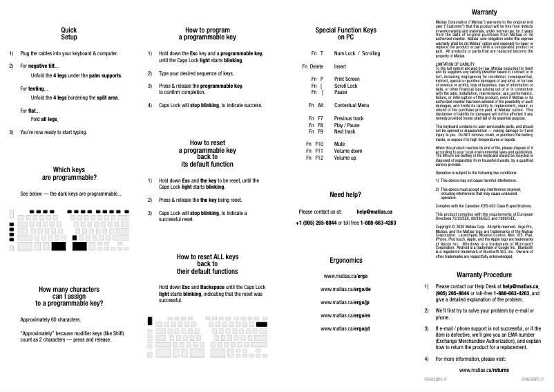 Page n°1 - Manuel utilisateur Matias Ergo Pro