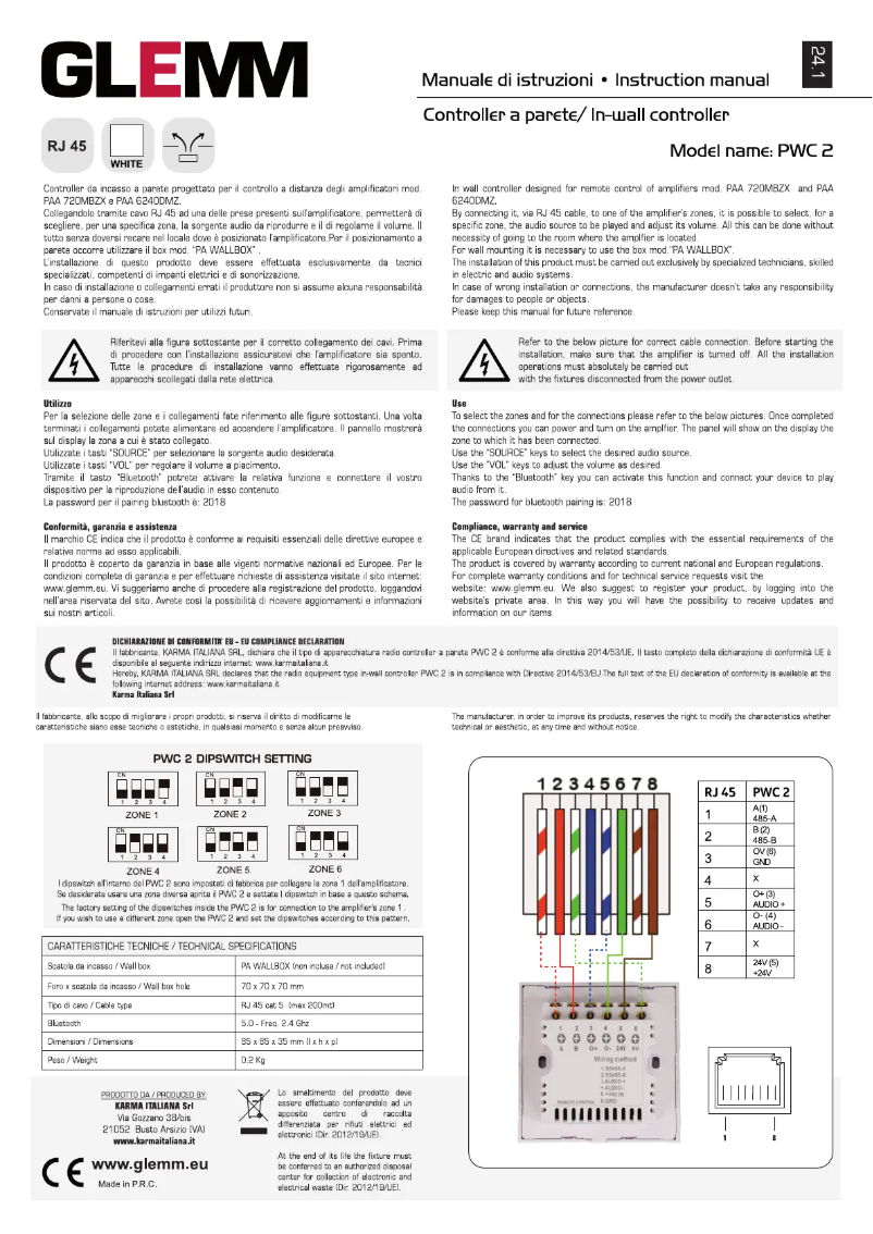 Page 1 de la notice Manuel utilisateur Glemm PWC 2