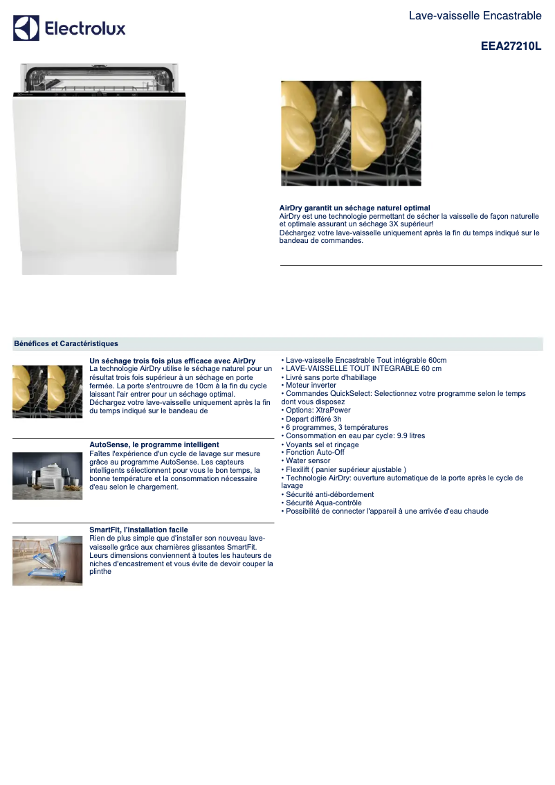 Page n°1 - Fiche technique Electrolux EEA27210L