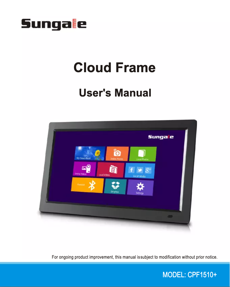 Page n°1 - Manuel utilisateur Sungale CPF1510+