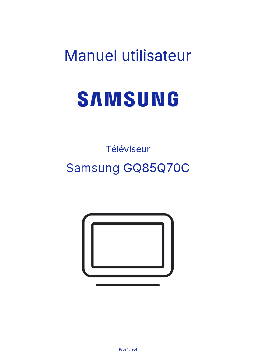 Page n°1 - Manuel utilisateur Samsung GQ85Q70C