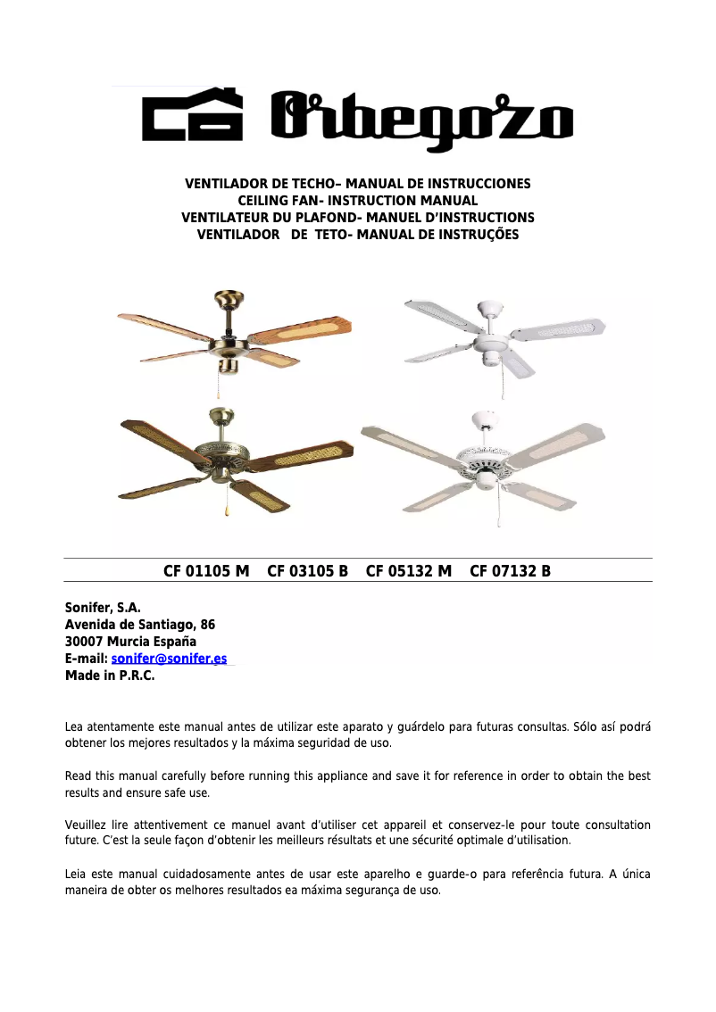 Image de la première page du manuel de l'appareil CF 05132 M