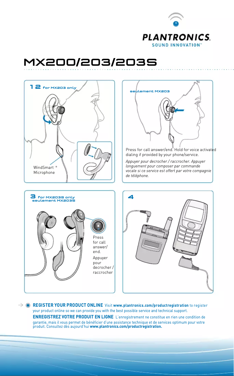Page 1 of the manual User Manual Plantronics MX203