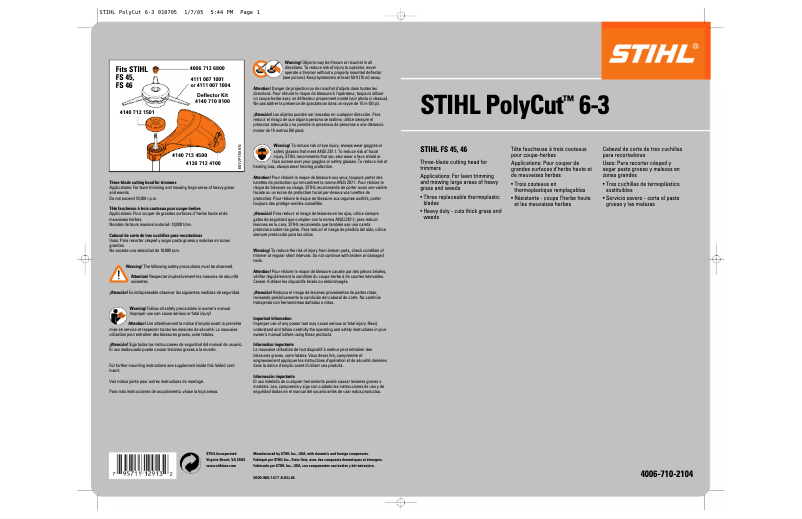 Page n°1 - Manuel utilisateur Stihl PolyCut 6-3