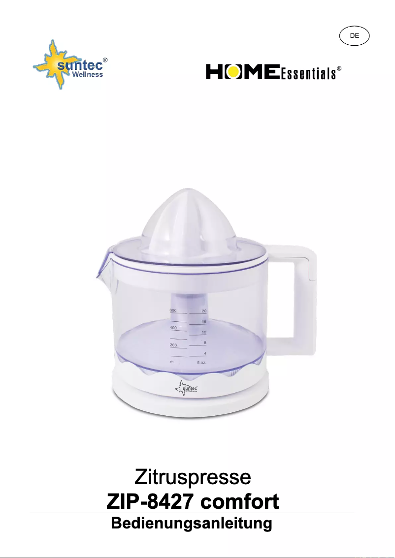 Image de la première page du manuel de l'appareil ZIP-8427 Comfort