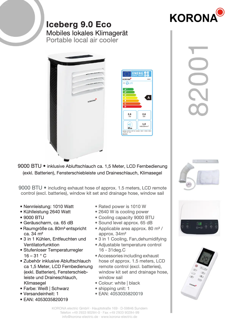 Page n°1 - Fiche technique Korona 82001
