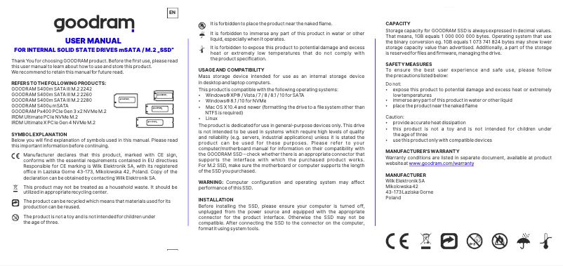 Imagen de la primera página del manual del dispositivo S400u M.2