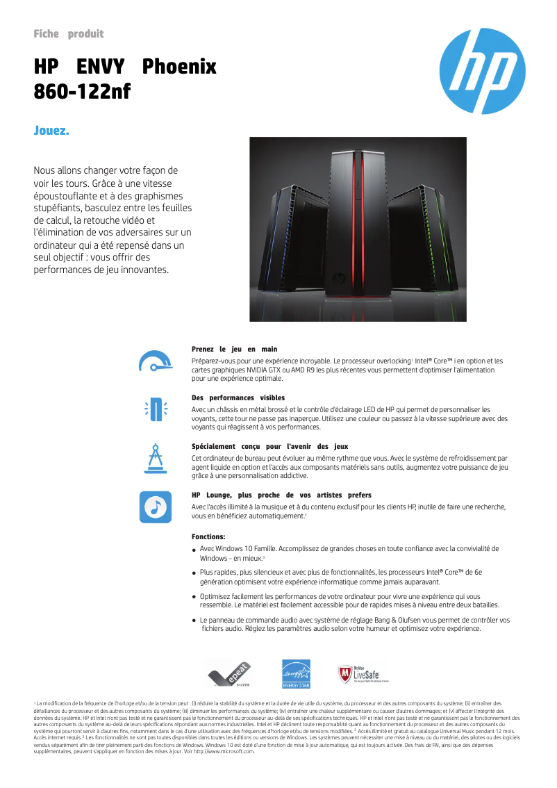 Image de la première page du manuel de l'appareil ENVY Phoenix 860-122NF