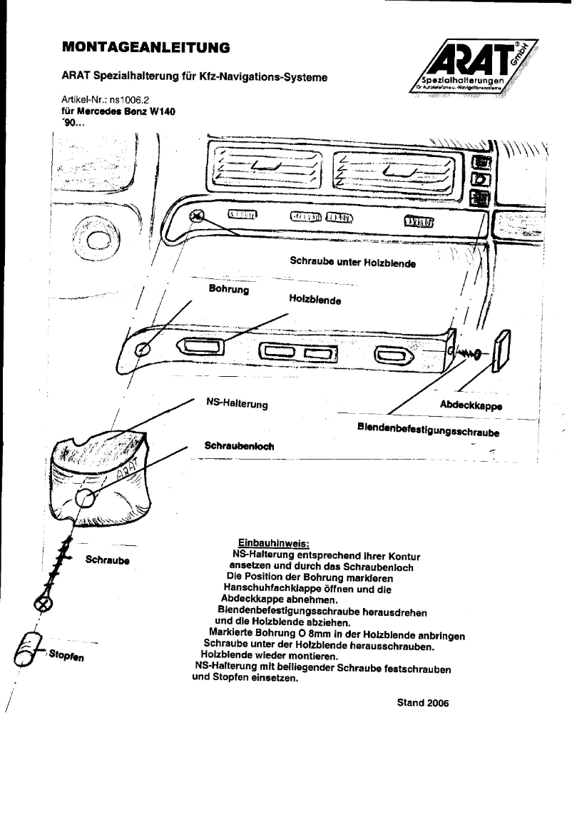 Page 1 de la notice Manuel utilisateur Arat NS1006.2
