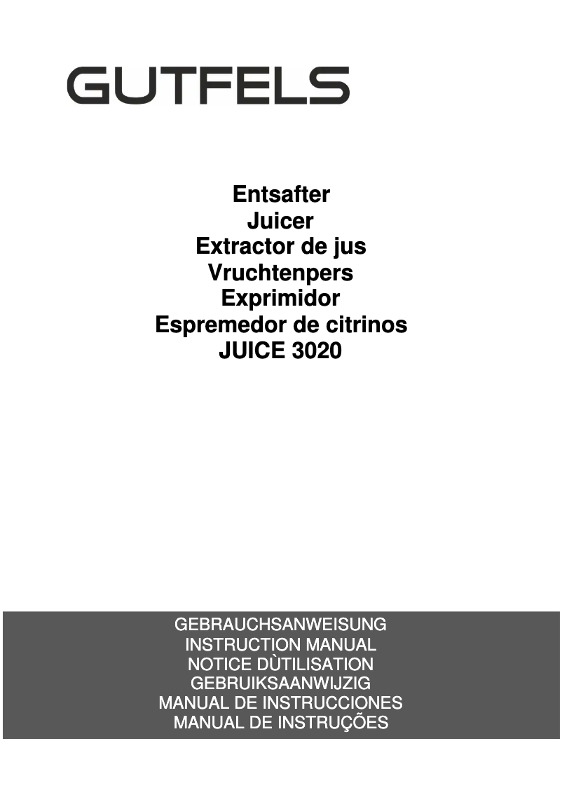 Página 1 del manual Manual de usuario GUTFELS JUICE 3010