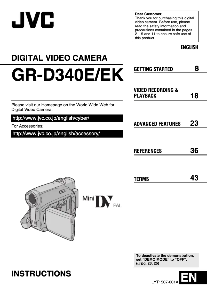 Page 1 de la notice Manuel utilisateur JVC GR-D340E