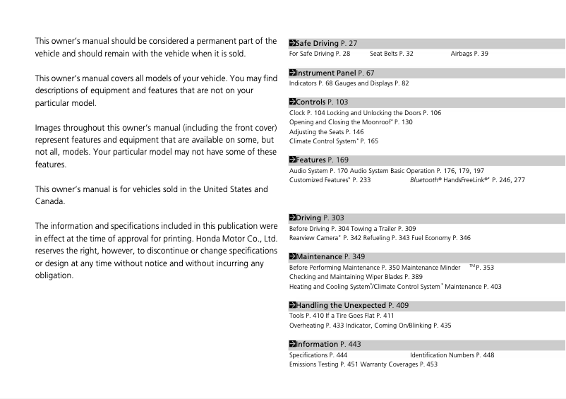 Page 1 de la notice Manuel utilisateur Honda Civic Sedan (2014)