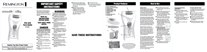 Page 1 de la notice Manuel utilisateur Remington Smooth&Silky EP6025A