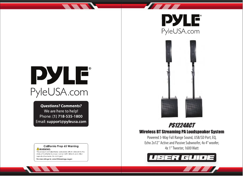 Página 1 del manual Manual de usuario Pyle PS1224ACT