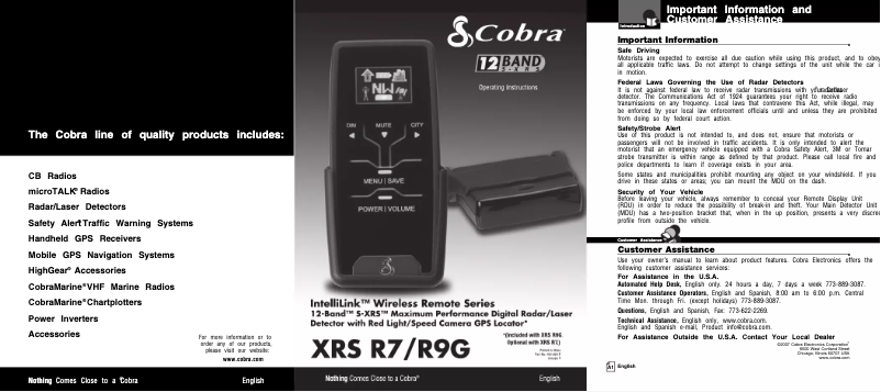 Imagen de la primera página del manual del dispositivo XRS R7
