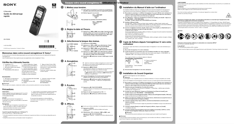 Page n°1 - Mode d'emploi Sony ICD-PX333