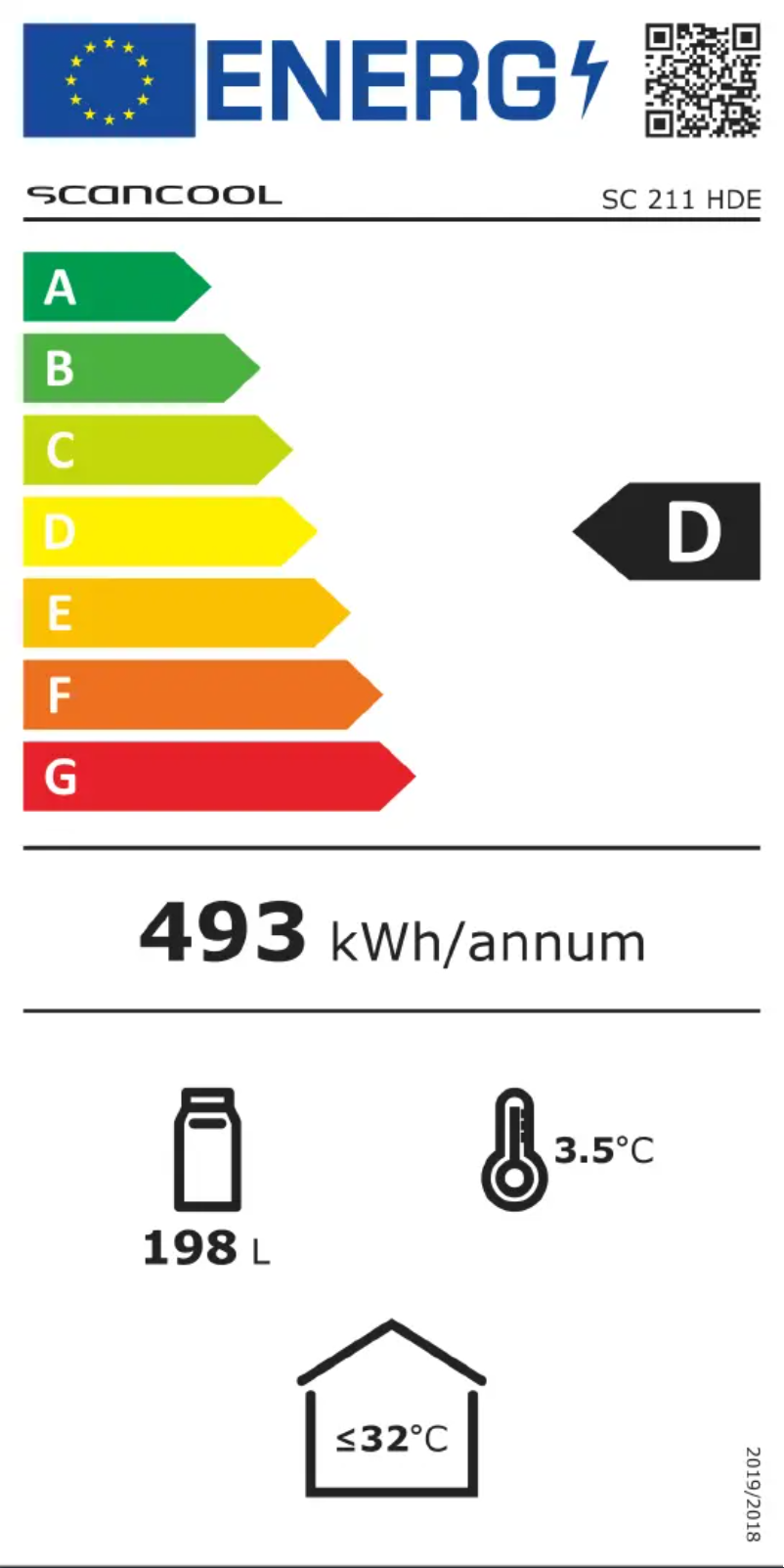 Page 1 de la notice Label énergétique Scancool SC 211 HDE