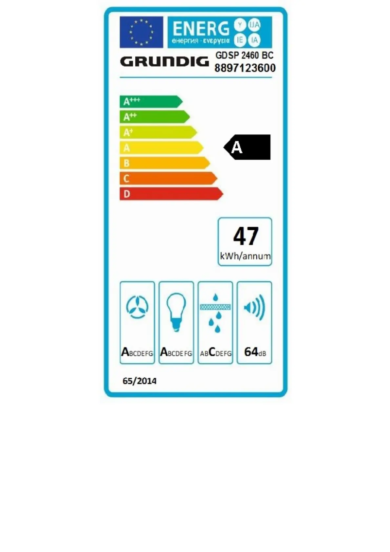 Page n°1 - Label énergétique Grundig GDSP2460BC