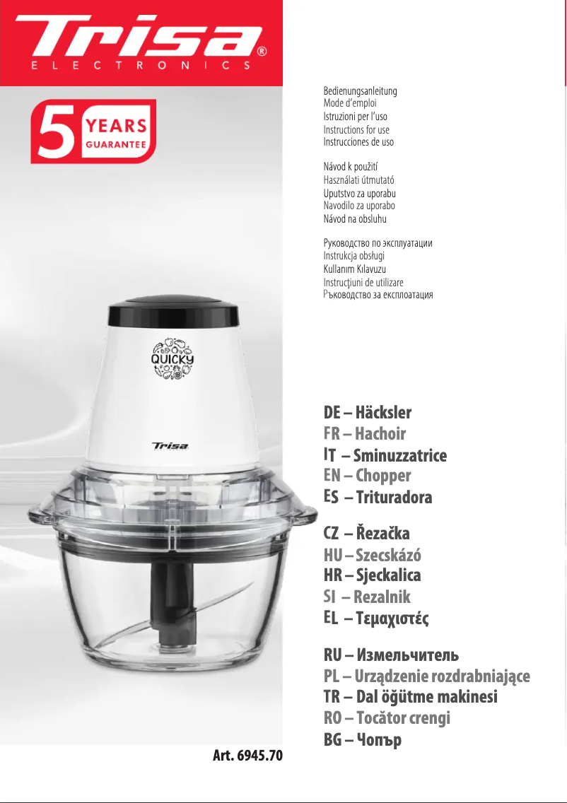 Page n°1 - Manuel utilisateur Trisa Quicky 6945.70