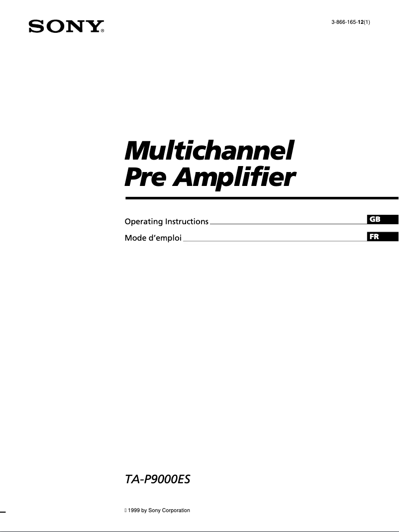 Page 1 de la notice Manuel utilisateur Sony TA-P9000ES