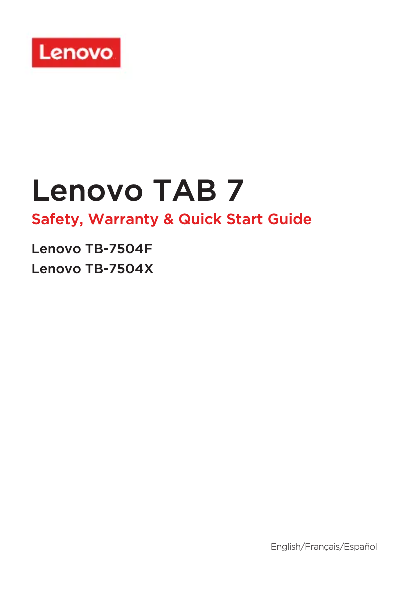 Page 1 de la notice Manuel utilisateur Lenovo Tab 7