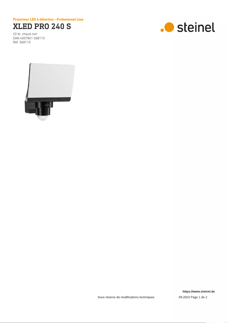 Page n°1 - Schéma de câblage Steinel XLED PRO 240 S