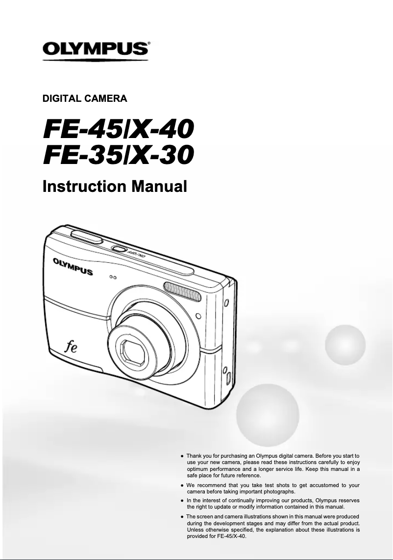 Page 1 de la notice Manuel utilisateur Olympus FE-35