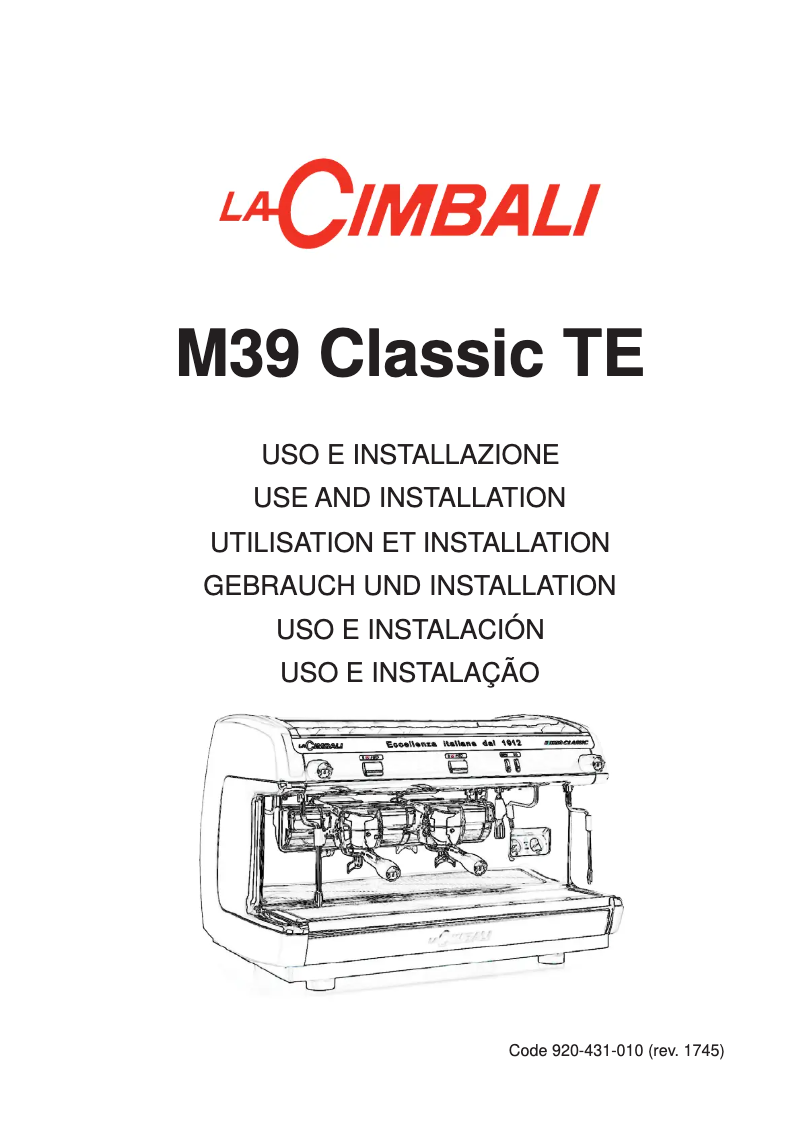 Page n°1 - Manuel utilisateur La Cimbali M39 Classic TE