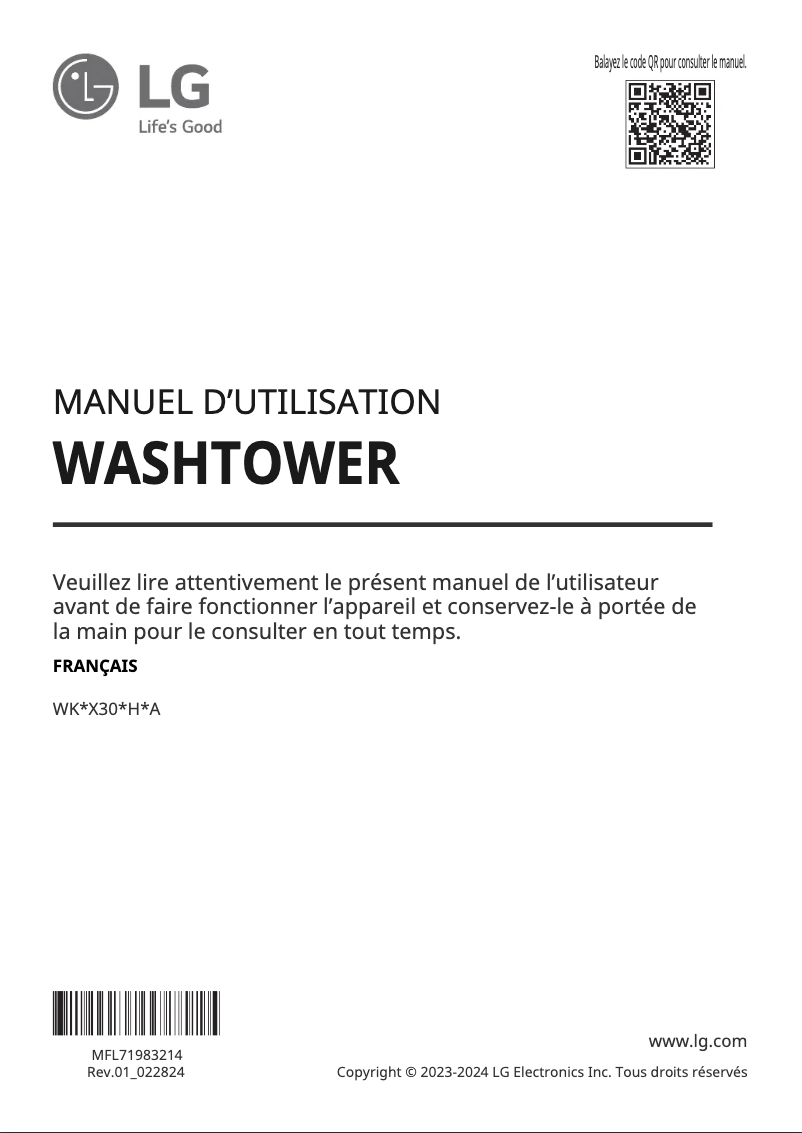 Page n°1 - Manuel utilisateur LG WKEX300HBA