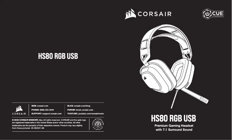 Page n°1 - Manuel utilisateur Corsair HS80 RGB USB