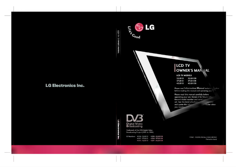 Page 1 de la notice Manuel utilisateur LG 32LB1DB