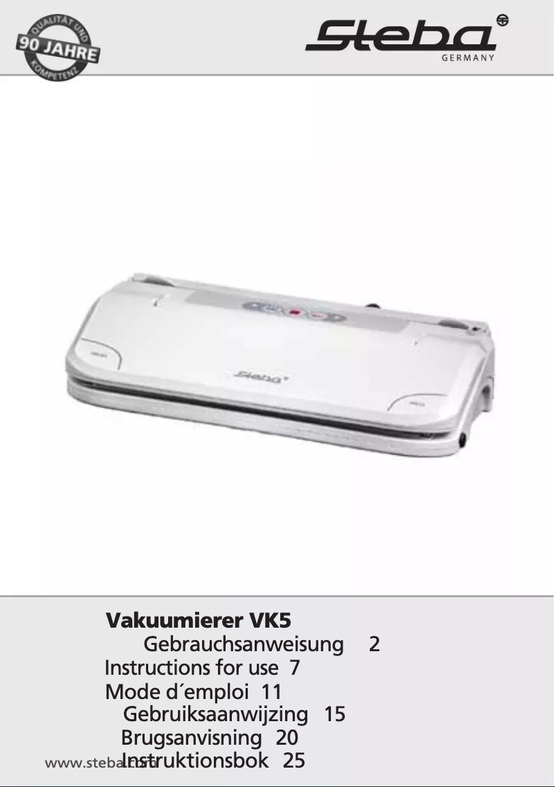 Page 1 de la notice Manuel utilisateur Steba VK 5