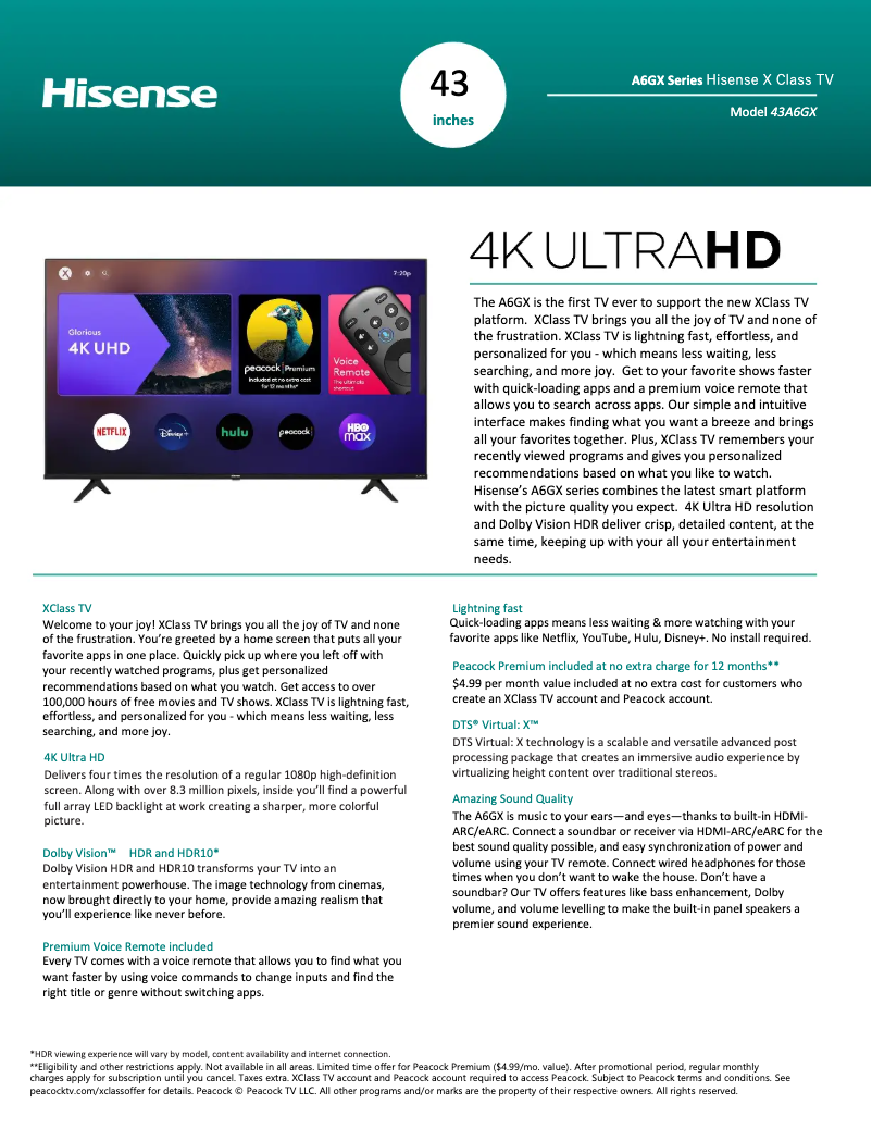 Page n°1 - Manuel utilisateur Hisense 43A6GX