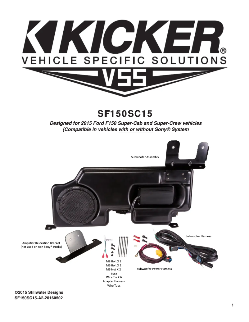 Page 1 de la notice Manuel utilisateur Kicker SF150SC15