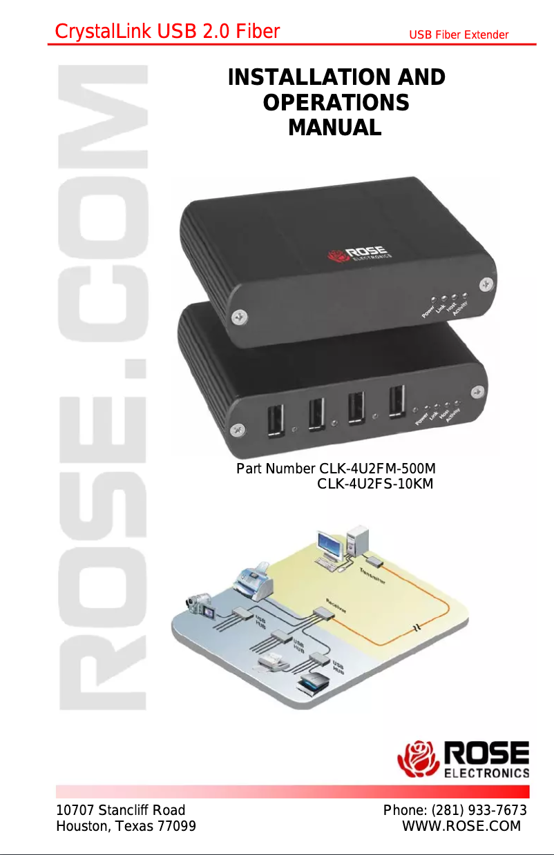 Image de la première page du manuel de l'appareil CrystalLink USB 2.0 Fiber
