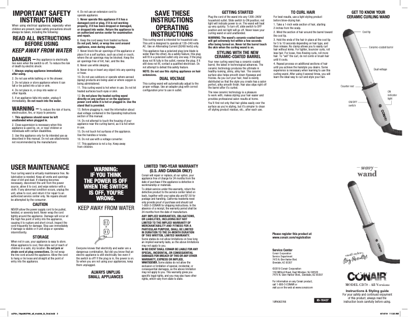 Page 1 de la notice Manuel utilisateur Conair CD70N