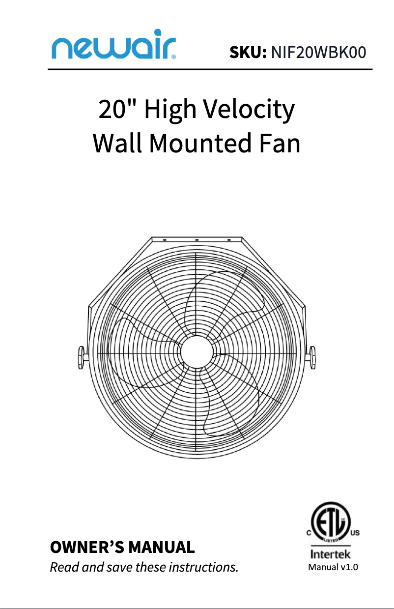 Page 1 de la notice Manuel utilisateur NewAir NIF20CBK00